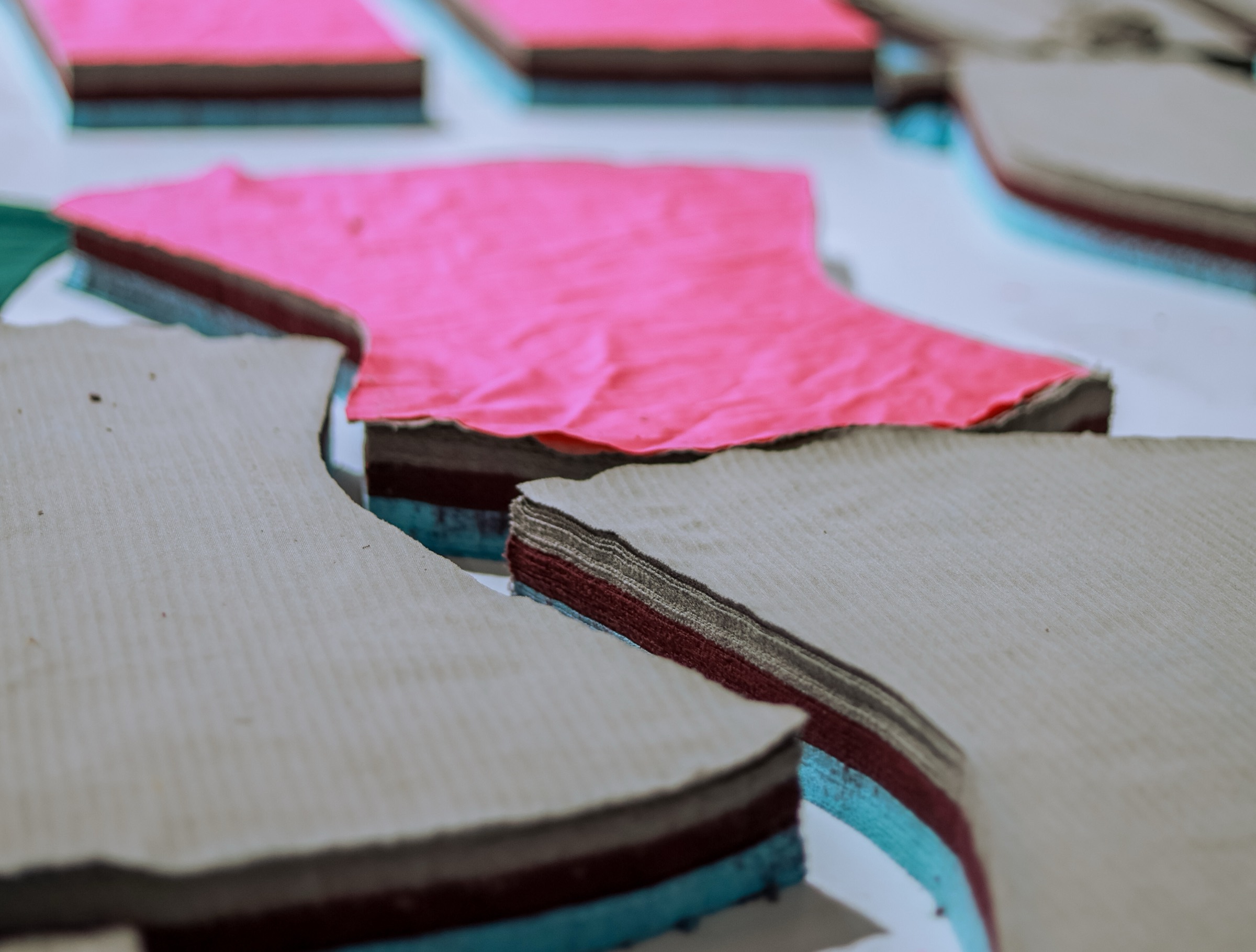 Cut fabric panels ready for sewing